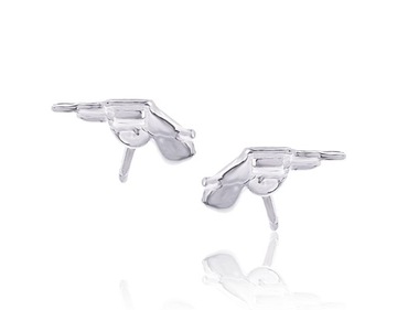 SREBRNE KOLCZYKI PISTOLETY PISTOLET REWOLWER 925
