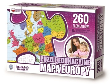 PUZZLE EDUKACYJNE - MAPA EUROPY - 260 EL 60x40cm układanka dzieci młodzież