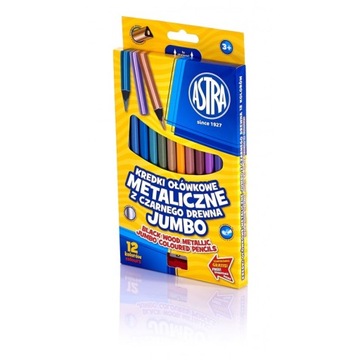 Карандаши металлизированные 12 цветов JUMBO, Astra