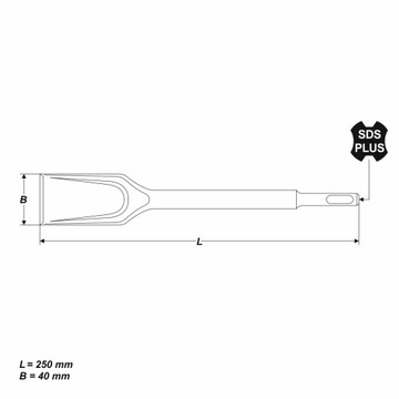 Долото SDS-Plus, плоское широкое - лезвие 40х250мм