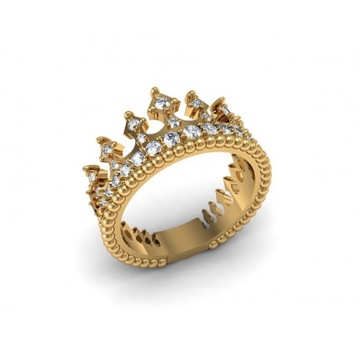 Wspaniały złoty pierścionek korona! id: 1670