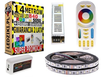 14m ZESTAW Led SMD 5050 Taśma RGB 840 diod PREMIUM