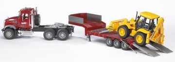 Bruder 2813 Samochód ciężarowy Mack Granit z naczepą + koparka JCB 4CX