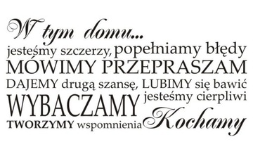 Napis na ścianę naklejka cytat W tym domu ... - 60