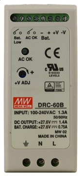 Буферный источник питания DIN Mean Well DRC-60B 24В 1,4А