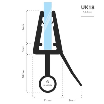 Уплотнитель для душевой кабины 80см 3,5 5 мм UK18