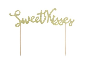 Topper na tort Sweet Kisses złoty KPT24-019B