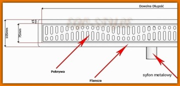 KESMET odpływ liniowy 70 cm do zabudowy syfon stal