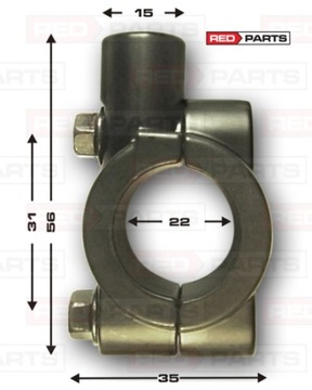 Зеркальный зажим M10 для руля мотоцикла Quad диаметром 22 мм.