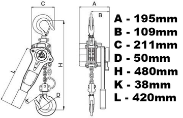 Wciągarka łańcuchowa hakowa WH3200 3T 3000KG PRO