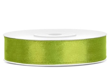 Wstążka satynowa 12mm zielona 25m tasiemka Wielkanoc dekoracje 1 sztuka