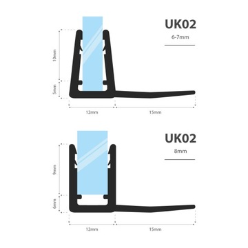 Уплотнитель для душевой кабины 100см 6 7 8 мм UK02