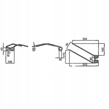 Зубья ворошилки Deutz Fahr 370 мм 06580391