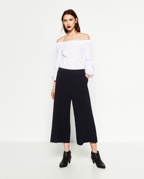 ZARA - czarno biały kombinezon off shoulder - M