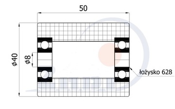 40x50 ВАЛИК ПОЛИАМИДНЫЙ С ПОДШИПНИКАМИ fi 8