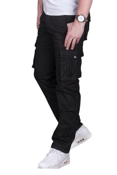 Bojówki czarne + pasek D9079-1 fashionmen2 rozm.30