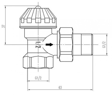 Угловой термостатический клапан М30кс1.5 1/2' ДИАМАЗНЫЙ радиатор для радиаторов