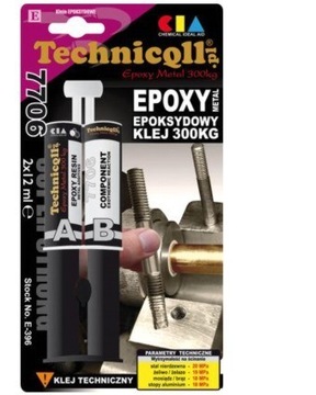 KLEJ 300kg METALOWY EPOKSYDOWY 2x12ml - TECHNICQLL