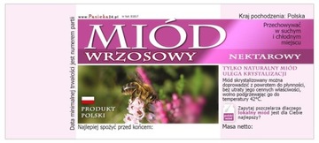 PACZKA ETYKIET/NAKLEJEK NA SŁOIK MIÓD WRZOSOWY 116X50 (100SZT) - WZÓR E1017