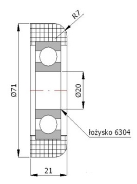 fI 71 ROLKA BRAMOWA ŁOŻYSKOWANA, ROLKI