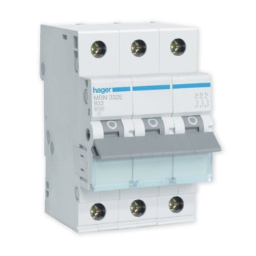 HAGER Wyłącznik nadprądowy 3P B32A 6kA AC MBN332E