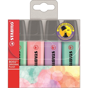 70/4-2 ZAKREŚLACZ BOSS PASTEL ETUI 4 SZT.