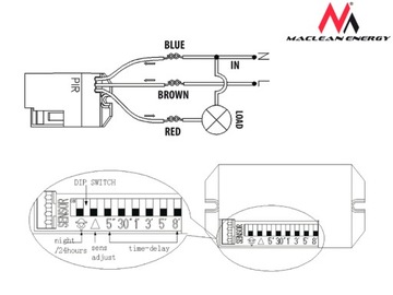 Датчик движения лестницы 230В 800Вт LED MINI IP20 для встроенного Maclean MCE32