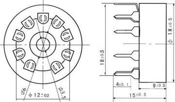 КЕРАМИЧЕСКАЯ РОЗЕТКА 9PIN PCB1 NOVAL 12AX7 12AT7