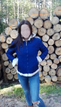 KURTKA DAMSKA KATANA BLUZA JEANS JEANSOWA L FUTRO