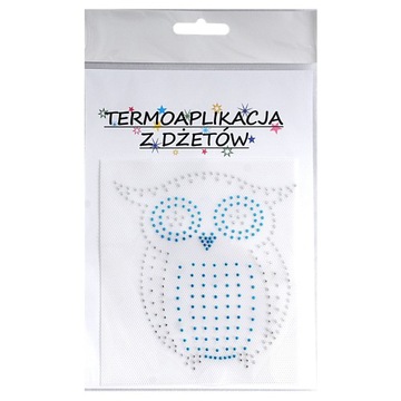 Aplikacje termo z dżetów metalowych Sowa sreb-nieb