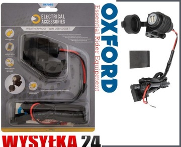 Gniazdo zapalniczki MOTOCYKLOWE 2A OXFORD 2 x USB