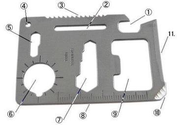 SURVIVAL SURVIVAL CARD Карточка выживания 5 x 7,5 см 11 в 1