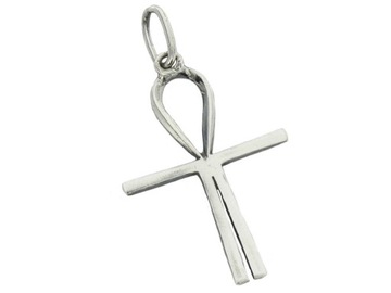 Ciekawy srebrny wisiorek,amulet-krzyż ATLANTÓW- 07