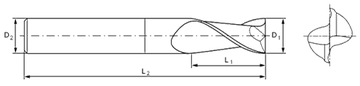 Твердосплавная фреза VHM 2p 2,5мм хвостовик 3мм TiAlN 50HRC CNC