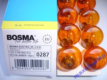 ŻARÓWKA BOSMA 12V 21W PY21W AMBER 0287 pomarańcz