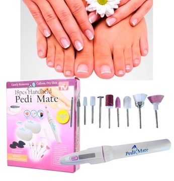 ZESTAW DO MANICURE PEDICURE FREZARKA PEDI MATE 18X