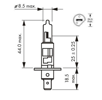 ЛАМПОЧКА H1 24В 70Вт HELLA ГАЛОГЕН P14.5s