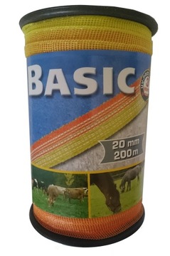 Taśma BASIC 20mm 200mb żółtopomar. do pastucha