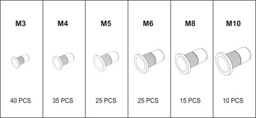 РУЧНОЙ ЗАКЛЕПОЧНИК YT-3612 + 150 шт. ЗАКЛЕПОЧНЫЕ ГАЙКИ YATO