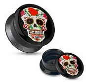 TUNELE PLUG AKRYLOWY TUNEL GWINT WEW. SKULL 6 mm