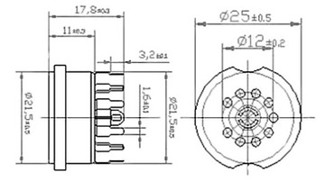 КЕРАМИЧЕСКАЯ РОЗЕТКА 9PIN PCB6 NOVAL ECC83 ECC82
