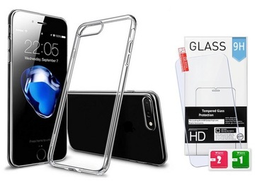 ETUI DO IPHONE 8 PLUS + PRZEŹROCZYSTE CLEAR +SZKŁO