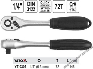 Grzechotka prosta plastikowa rączka 1/4'' YATO