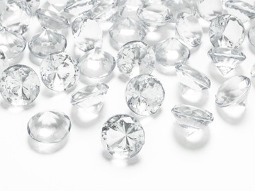 Diamentowe Konfetti Kryształki Bezbarwne Komunia Ślub 20mm 10szt.