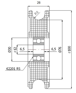 ROPE ROLLER 16, канатные ролики fi 100 лин.16