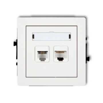 Białe gniazdo tel RJ11+komp. RJ45 DGTK DECO KARLIK