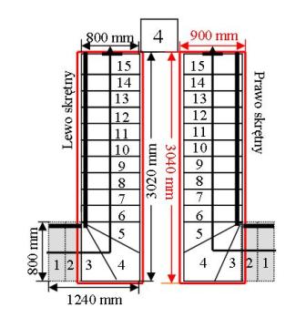 Schody DUED model Mix Plus 03 L-90 15 elementów