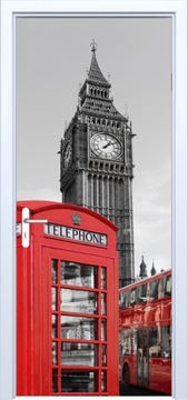 fototapeta na drzwi Big Ben budka telefoniczna