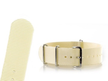PASEK DO ZEGARKA NATO NYLONOWY 22 MM ECRU KOLORY