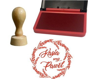 Pieczątka stempel 6 cm + poduszka zaproszenie ślub